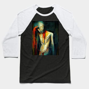 Neoexpressionist Figure in Abstract Baseball T-Shirt